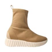 Beige Weekend Dame Booties Elastisk Ruskind