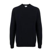 Mørk Navy Lambswool Crew Neck Sweater