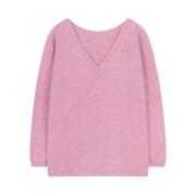 V-Neck Pullover i Pink