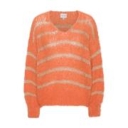 Mohair Strik Orange med Guld