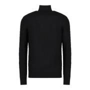 Sort Sweater Logo Ribbet Hem