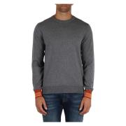 Merino Wool Cotton Sweater Kontrast Manchetter