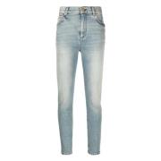 Blå Skinny Jeans med Medium Talje og Casual Stil