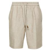 Casual Linned Shorts i Beige