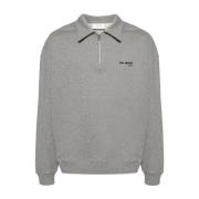 Casual Grå Bomuld Half-Zip Sweater