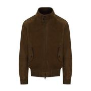 Suede Dark Olive Bomber Jacket