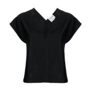 Sort V-hals Bluse