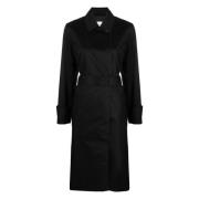 Sort Bomuldscasual Trench Coat