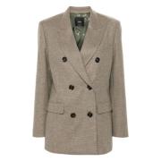 Multifarvet Uld Viskose Casual Blazer