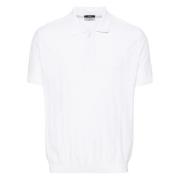 Strikket poloshirt i hvid