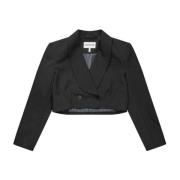 Elegant Stribet Blazer i Sort