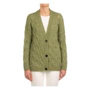 Grøn Melange Kabelstrik Cardigan