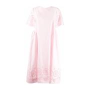 Elegant Pink Cotton Midi Kjole