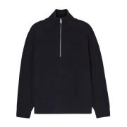 Halv Zip Ribstrikket Sweater