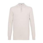 Beige Cashmere Sweater med Half Zip