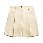 Creme Bermuda Shorts med manchetter