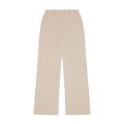 Beige High-Waisted Velour Bukser