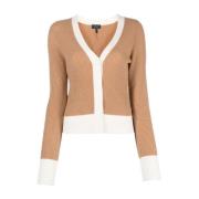 Cashmere Vee Cardigan i Beige