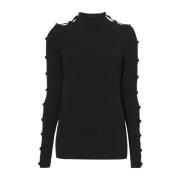 Sort bomuld rib turtleneck sweater