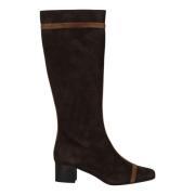 Suede High Boots med Square Heel