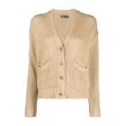 Beige Linen Langærmet Cardigan