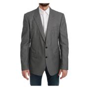 Grå Fantasimønster Slim Fit Blazer