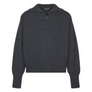 Blød Uld Strik Halv-Zip Sweater