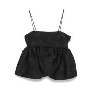 Sort Draperet Bustier-Kjole