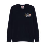 Blå Strikket Crew Neck Sweater