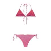 Pink Lurex Trekantet Bikini Sæt