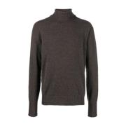 Taupe Grå Lammeuld Rullekrave Sweater