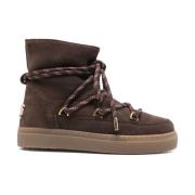 Suede Snørestøvler med Faux-Shearling Foring