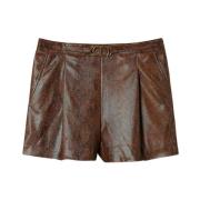 Øgle Print Imiteret Læder Shorts