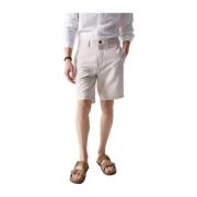 Beige Linned Shorts Stilfuld Behagelig