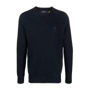 Blå Casual Bomuld Langærmet Pullover