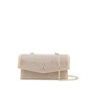 Rhinestone embellished beige lædertaske