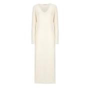 Ivory Cashmere Kjole med Lurex Detaljer