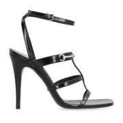 Sorte Læder Sandaler Elegant Stiletto