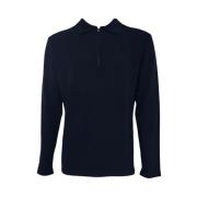 Half Zip Polo Navy Uld Cashmere