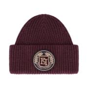 Bordeaux Uld Blend Beanie med Logo