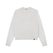 Hvid Uld Pullover Sweatshirt