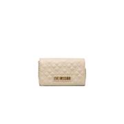 Elegant Beige Skuldertaske med Logo