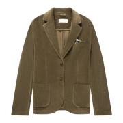 Luksuriøs Velour Blazer i Khaki Grøn