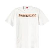 Hvid Slogan Print Rund Hals T-shirt