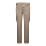 Beige Stretch Denim Straight-Leg Jeans