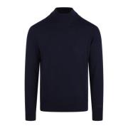 Blå Uld Turtleneck Sweater