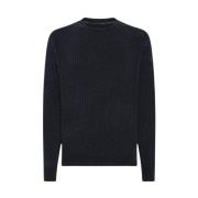 Blå Crewneck Sweater Engelsk Ribs