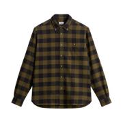 Mørk Grøn Buffalo Tjek Flannel Skjorte