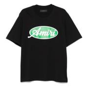 Sort Crew Neck T-shirt med Oval Logo