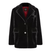 Elegant Faux Fur Coat Niuvis - Sort